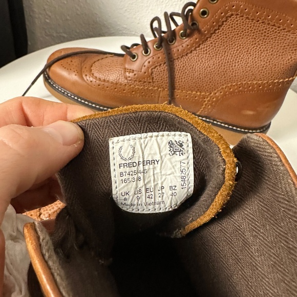 FRED PERRY BROWN SNEAKER BOOTS - Picture 2 of 7